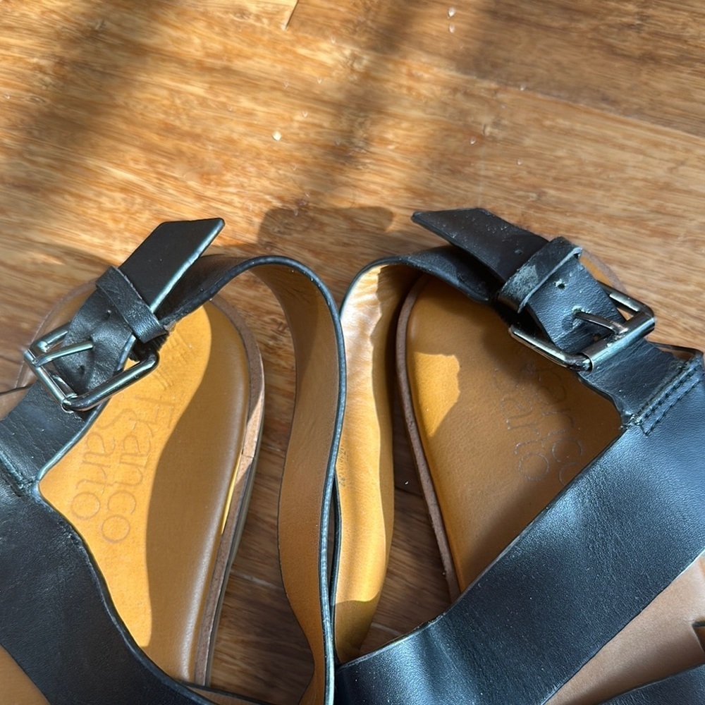 Franco Sarto Black and Brown Sandals Modern Minimalist Design - Picture 4 of 4